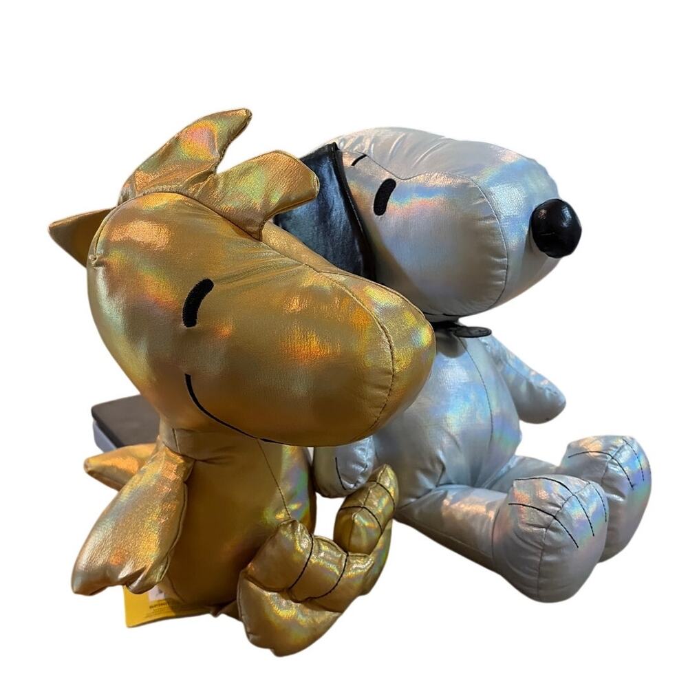 NEW‎ Peanuts 75th Anniversary Plush Kohls Cares Silver Gold Snoopy & Woodstock
